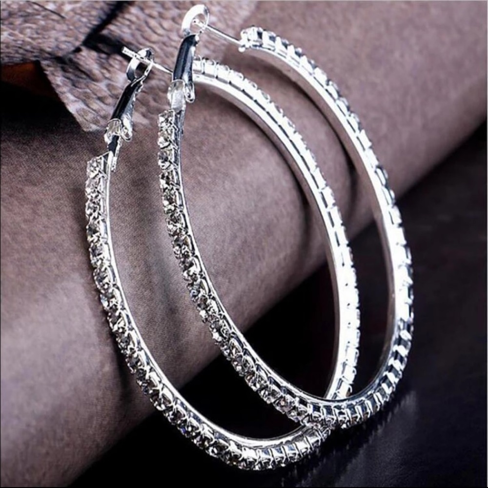 6.5cm Diameter Silver Plated Earring